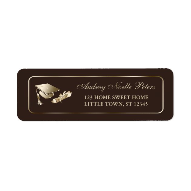 Classy Brown And Gold Graduate Address Labels