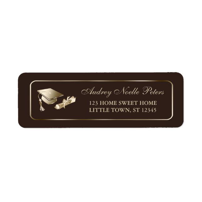 Classy Brown and Gold Graduate Address Labels (Front)