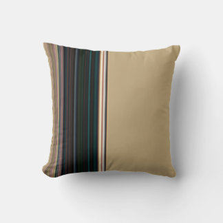 Classy Brown and Green Stripe Throw Pillow