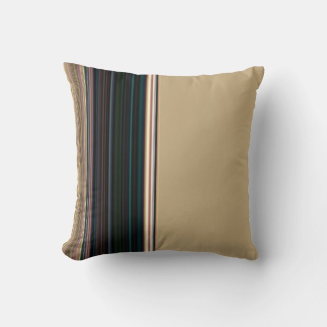 Classy Brown and Green Stripe Throw Pillow (Front)