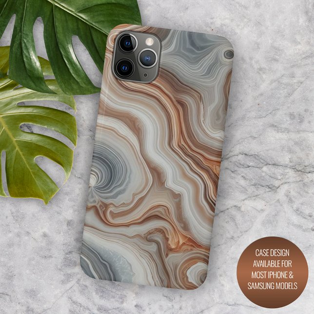 Classy Brown Beige Amber Gray Quartz Agate Pattern Case-Mate iPhone Case (Creator Uploaded)