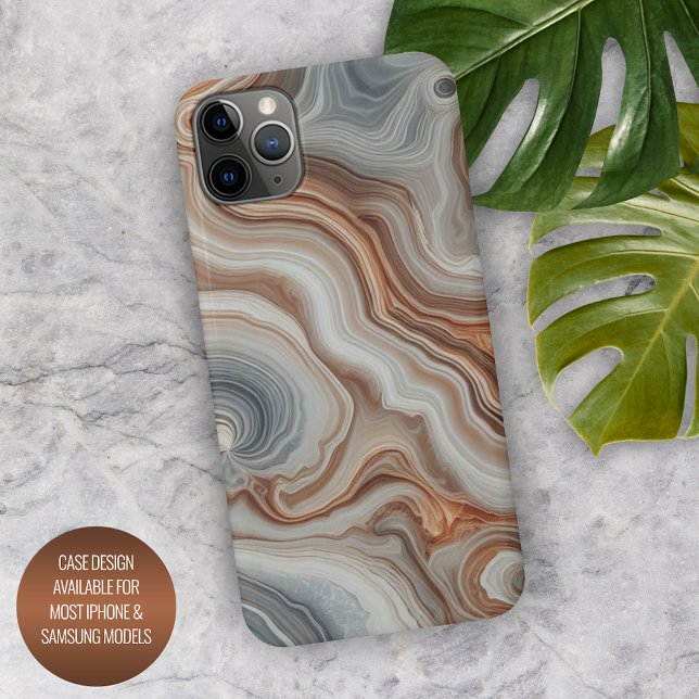 Classy Brown Beige Amber Gray Quartz Agate Pattern iPhone Case (Creator Uploaded)