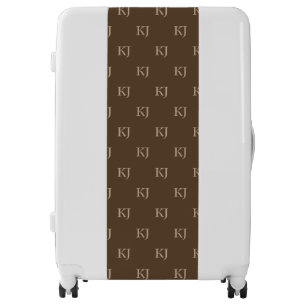 Classy Brown & Beige Monogram Initials Pattern Luggage