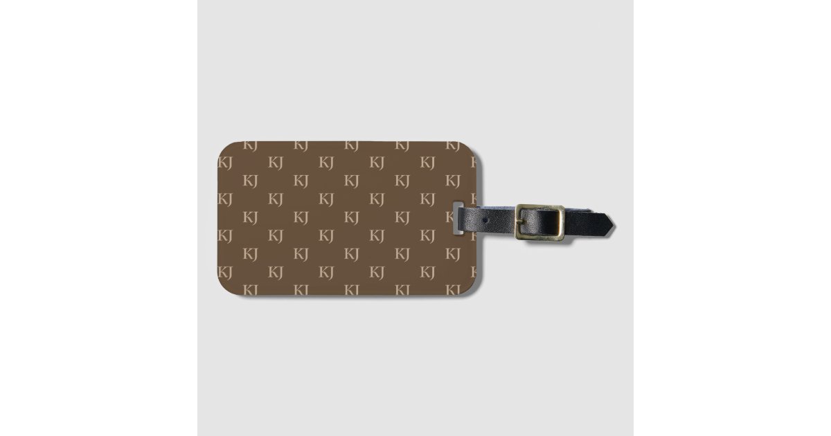 Monogram Sage Green Printed Leather Art Custom Luggage Tag