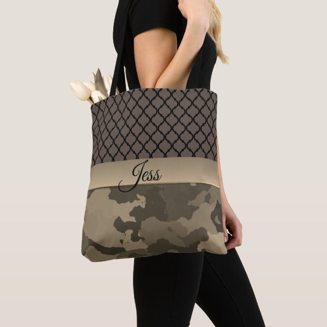 Classy brown camo Personalized Tote Bag (Close Up)