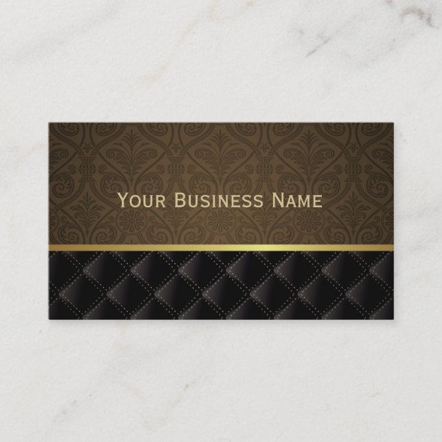 Classy Brown Damask Business Card (Front)