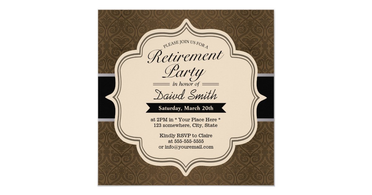 Damask Retirement Invitations 10