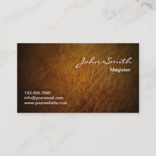 Classy Brown Leather Magician Business Card