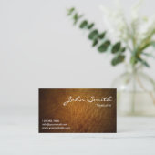 Classy Brown Leather Translator Business Card (Standing Front)