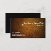 Classy Brown Leather Translator Business Card (Front/Back)