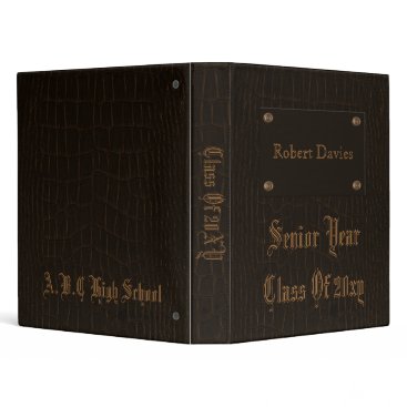 classy brown leather year book 3 ring binder