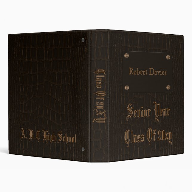 classy brown leather year book 3 ring binder (Background)