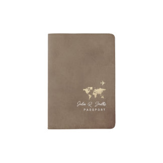 Classy brown passport cover for elegant traveler
