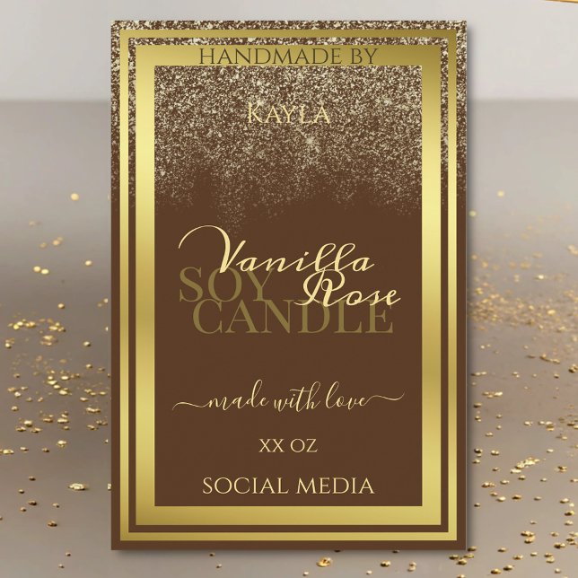 Classy Brown Product Packaging Labels Gold Frame (Creator Uploaded)