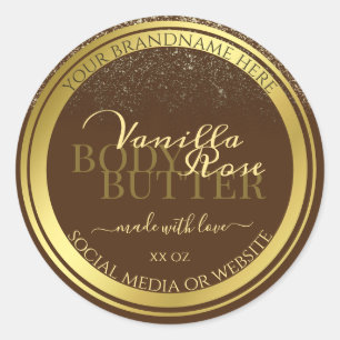 Classy Brown Product Packaging Labels Gold Frame