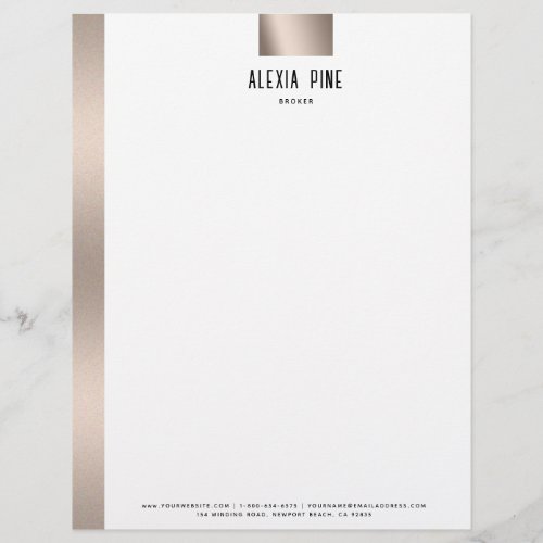 Classy Brushed Rose Gold Professional Business Letterhead