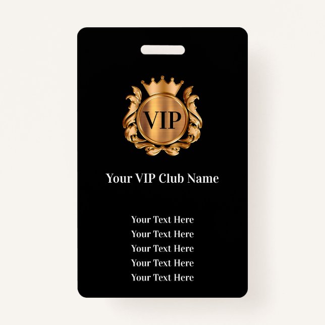 Classy Bulk Budget VIP Club Membership Badges (Front)