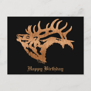 Classy Bull Elk Wood Silhouette Postcard