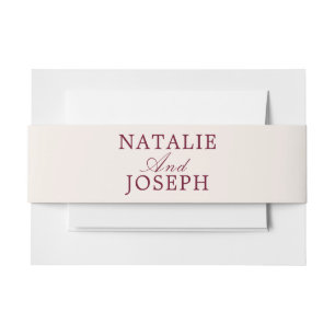 Classy Burgundy And Cream Old Money Fancy Wedding Invitation Belly Band