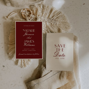 Classy Burgundy Cream Fancy Old Money Wedding Save The Date