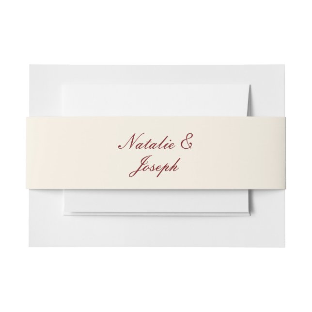 Classy Burgundy Cream Old Money Fancy Wedding Invitation Belly Band (Front Example)