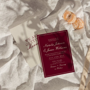Classy Burgundy & Cream Old Money Vintage Wedding Invitation