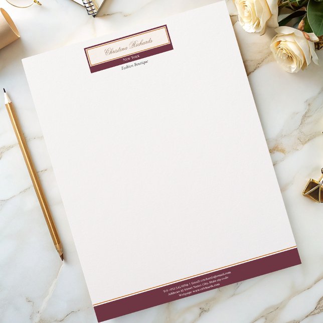 Classy Burgundy Ivory Business Letterhead (Creator Uploaded)