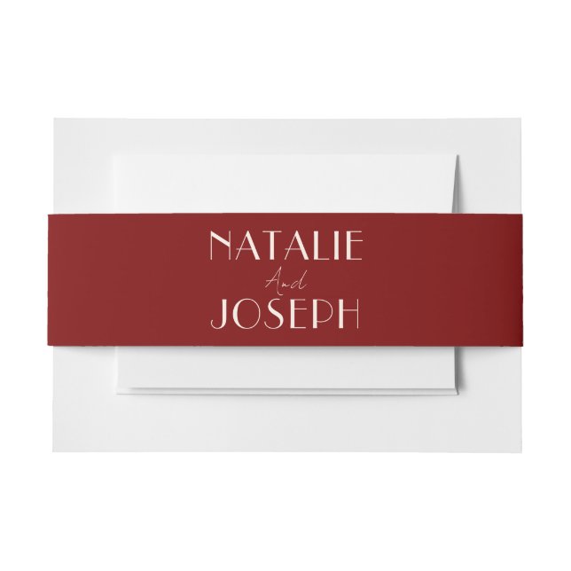 Classy Burgundy Ivory Old Money Luxury Wedding Invitation Belly Band (Front Example)