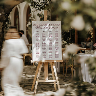 Classy Burgundy White Wedding Seating Charts Foam Board