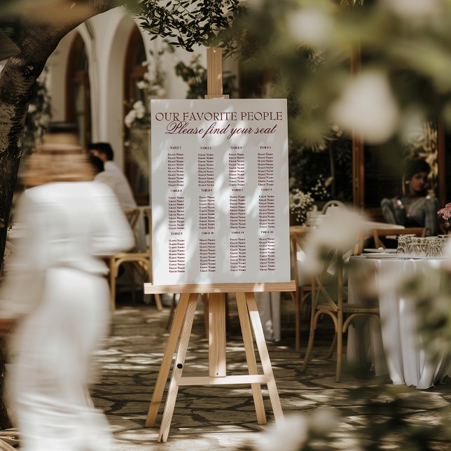 Classy Burgundy White Wedding Seating Charts Foam Board (Creator Uploaded)