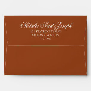 Classy Burnt Orange Terracotta Boho Wedding Envelope