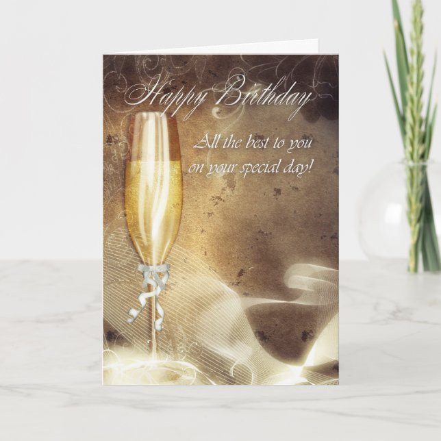 Classy Business Birthday Card - Champagne (Front)