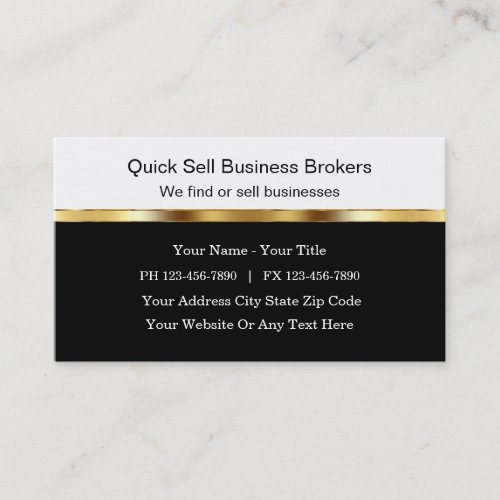 Classy Business Broker Business Cards