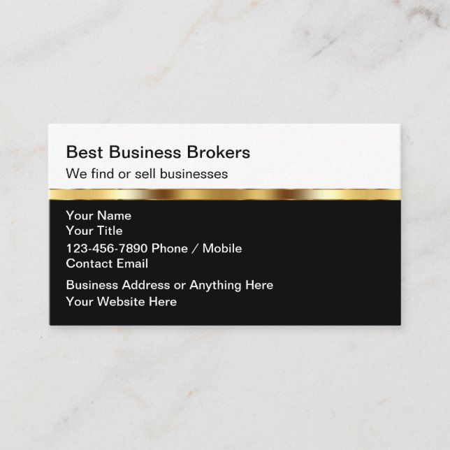 Classy Business Broker Marketing Business Cards (Front)