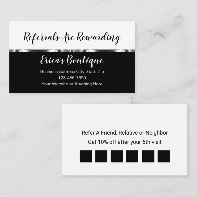 Classy Business Customer Referral Rewards Card (Front/Back)