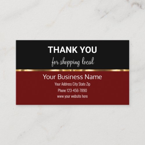 Classy Business Customer Thank You Business Cards