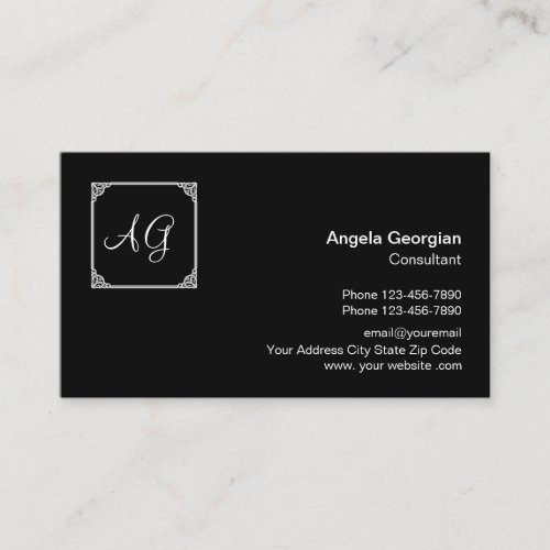 Classy Business Professional Monogram Style Business Card