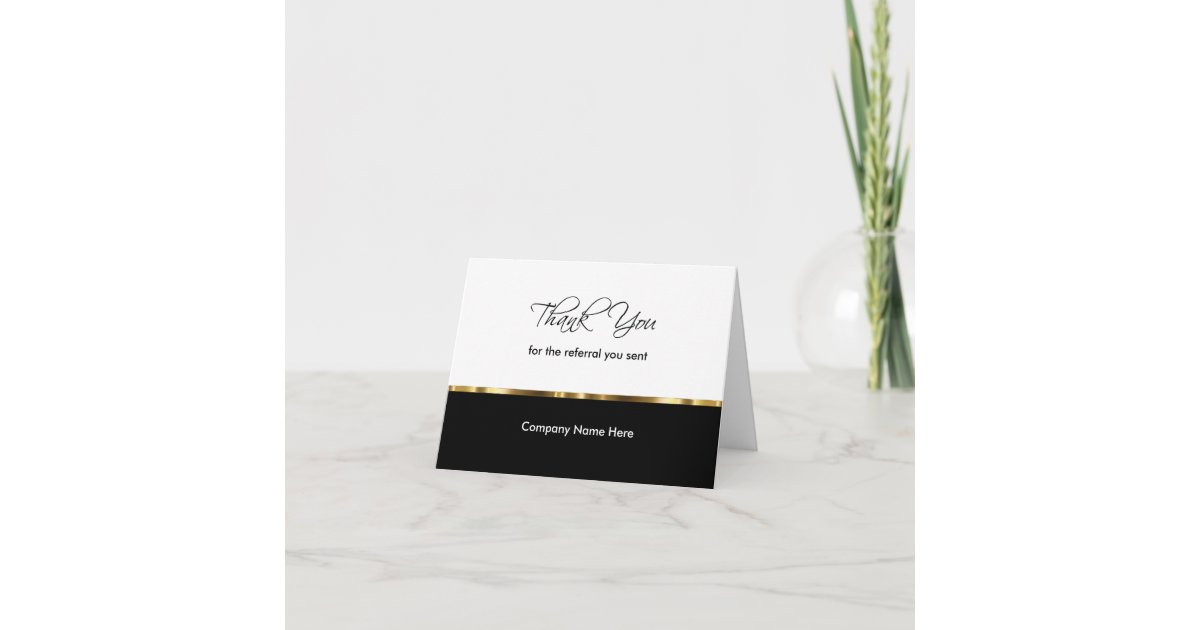 Classy Business Referral Thank You Cards Zazzle