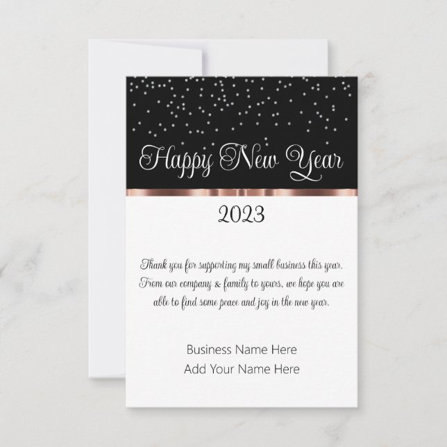 Classy Business Thank You New Years Cards (Front)