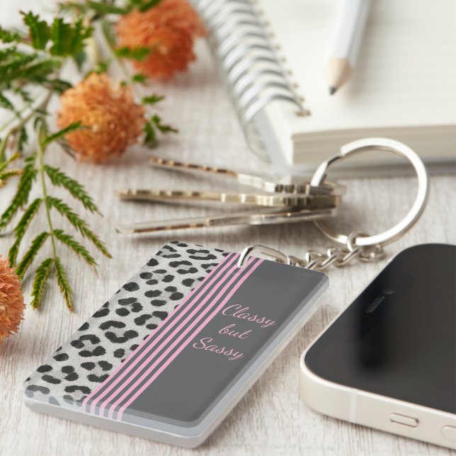 Classy but Sassy Leopard Print Keychain (Front Right)