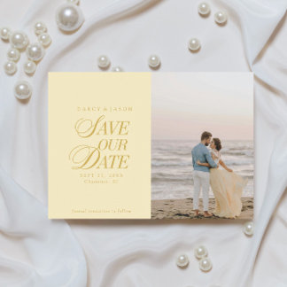 Classy Butter Yellow Elegant Save the Date Card