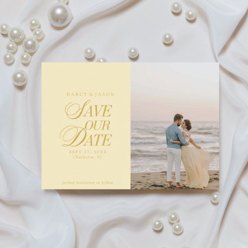 Classy Butter Yellow Elegant Save the Date Card