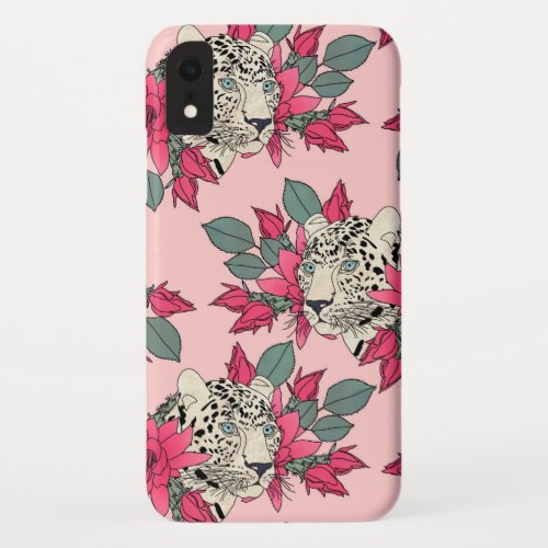 Classy cactus flowers and leopards design iPhone XR case