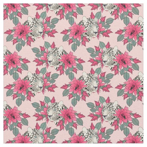 Classy cactus flowers and leopards design fabric