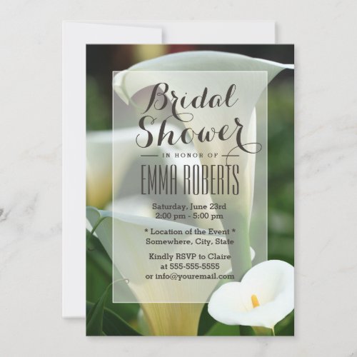 Classy Calla Lily Bridal Shower Invitations 5" X 7" Invitation Card