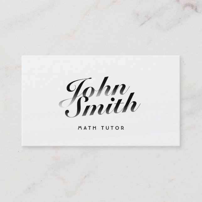 Classy Calligraphic Math Tutor Business Card (Front)