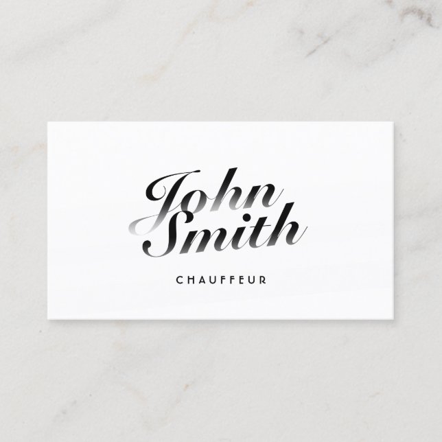 Classy Calligraphy Minimalist Chauffeur  Business Card (Front)