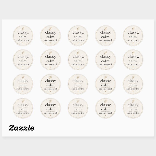 Classy Calm & In Control Soft Feminine Aesthetic  Classic Round Sticker (Sheet)