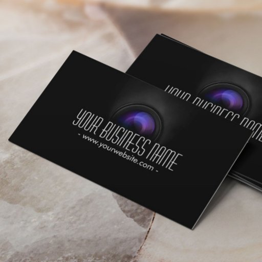 Customizable Classy Camera Lens Photographer Business Card