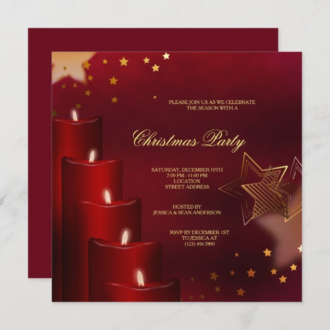 Classy Candles & Stars Christmas Invitation (Front/Back)